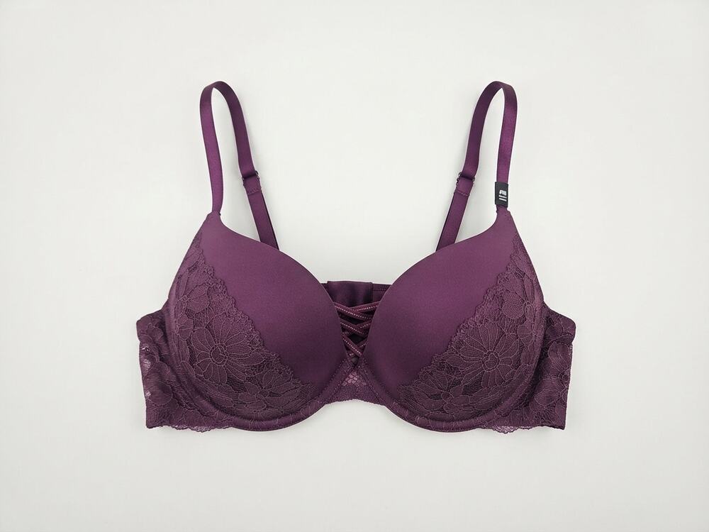 NEW Torrid 46B XO Plunge Push Up Dark Purple Bra Lace Lingerie Ava Underwire
